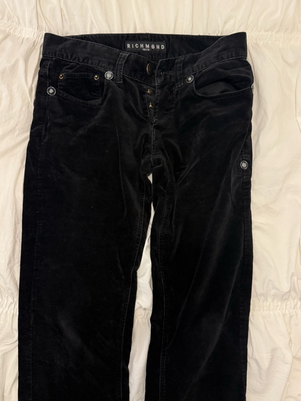 Richmond Metal Logo Patch on Black Denim